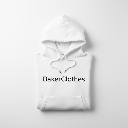 BakerClothes White Hoodie with logo print on chest